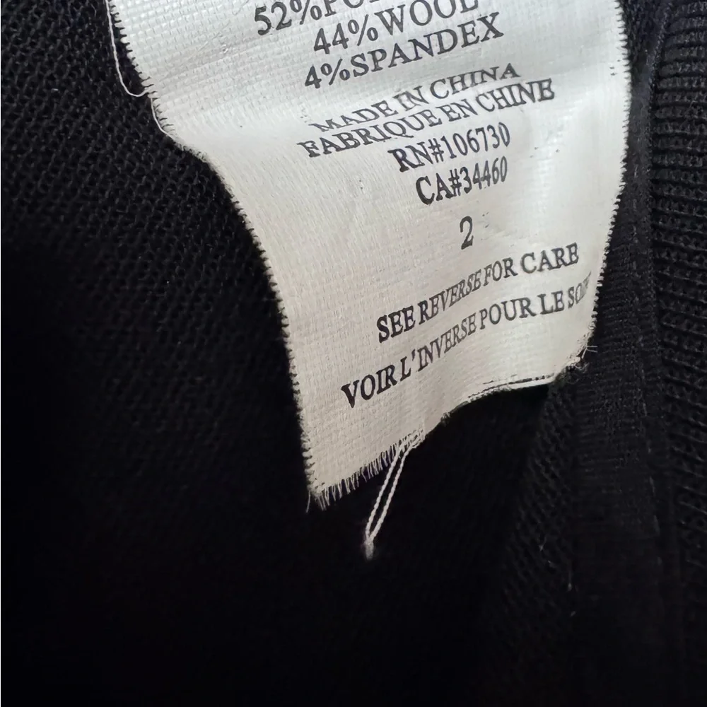 VINCE Women’s Wool Blend Tapered Cigarette Leg Crop Pants Size 2 Black Tie
